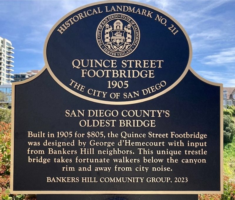 Quince Street Footbridge Marker image. Click for full size.