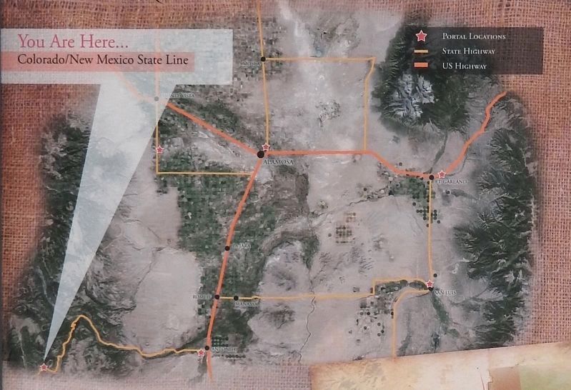 Marker detail: You Are Here � Colorado/New Mexico State Line image. Click for full size.