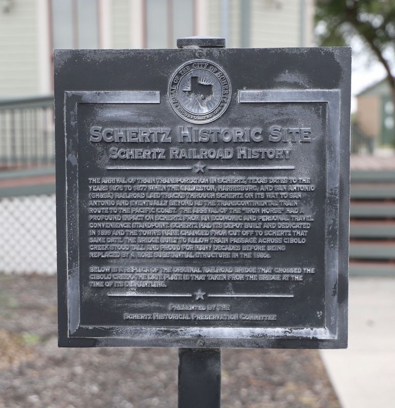 Schertz Historic Site Marker. Click for full size. Schertz Historic Site Marker image. Click for full size.