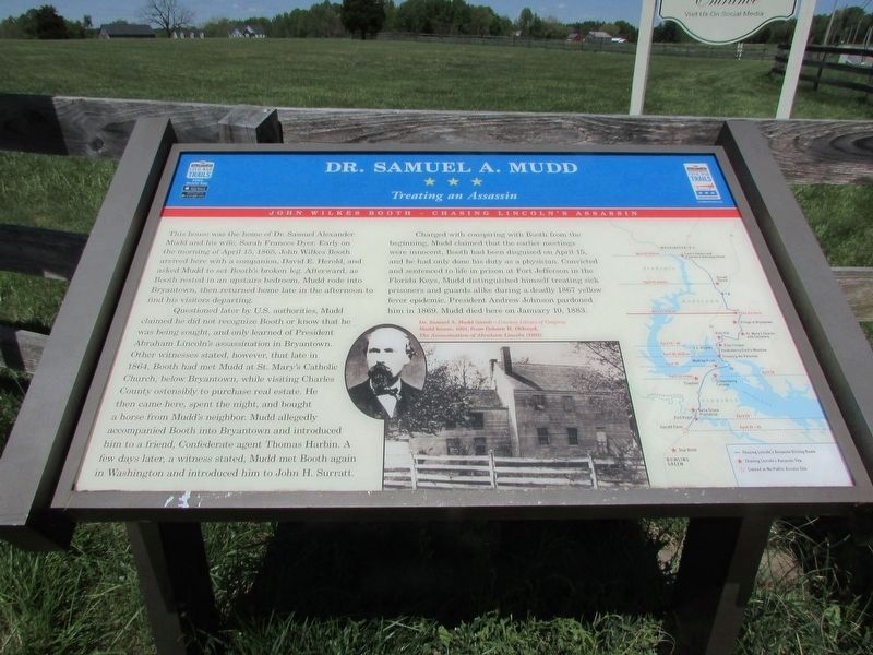 Dr. Samuel A. Mudd Marker image. Click for full size.
