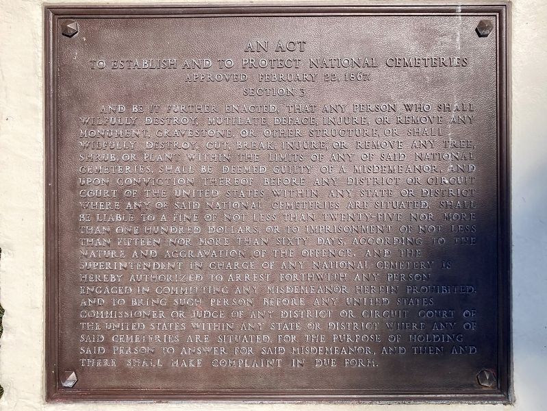 Act to Establish National Cemeteries. Click for full size. Act to Establish National Cemeteries image. Click for full size.