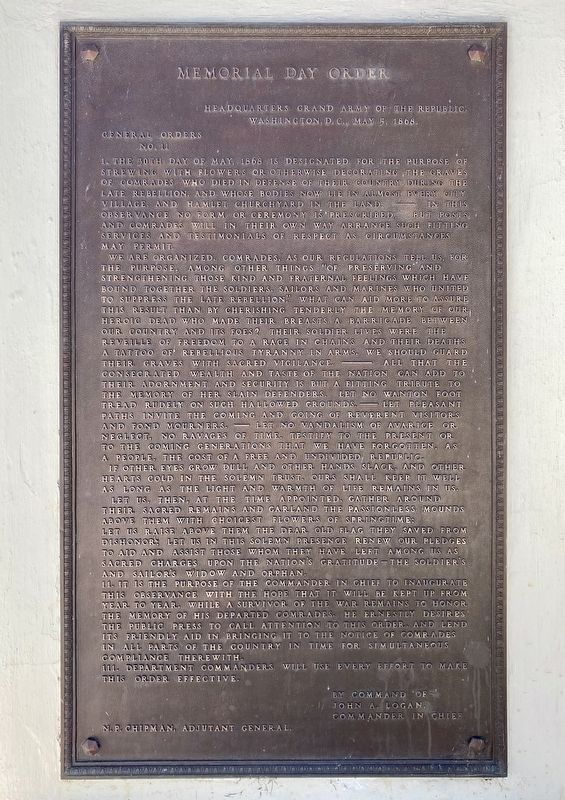 Memorial Day Order. Click for full size. Memorial Day Order image. Click for full size.