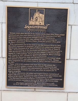 St. Mary's University Sesquicentennial Marker image. Click for full size.
