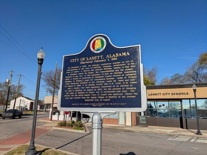 City of Lanett, Alabama side of marker. Click for full size. City of Lanett, Alabama side of marker image. Click for full size.