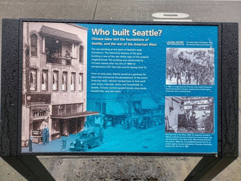 Who built Seattle? Marker. Click for full size. Who built Seattle? Marker image. Click for full size.
