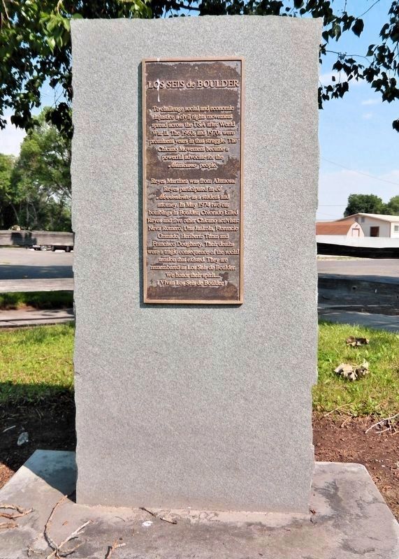Los Seis de Boulder Memorial<br>(<i>northwest face of memorial</i>) image. Click for full size.