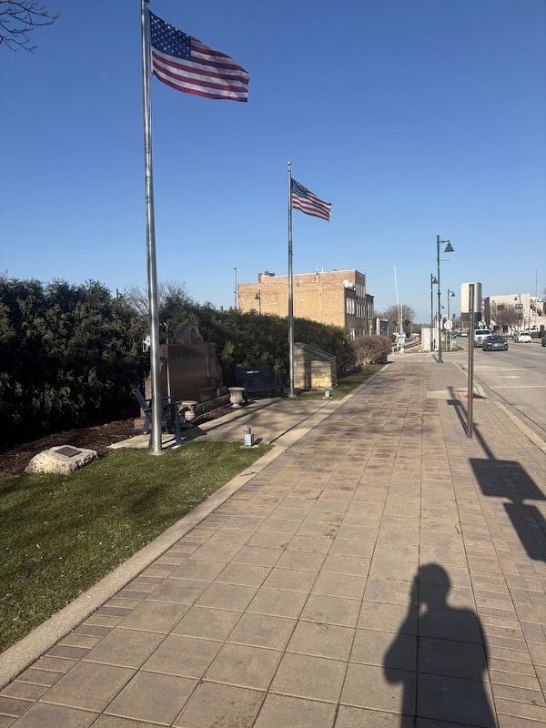 Three war memorials in downtown Lemont. Click for full size. Three war memorials in downtown Lemont image. Click for full size.
