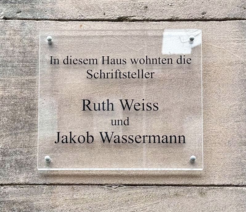 Ruth Weiss and Jakob Wassermann Marker image. Click for full size.