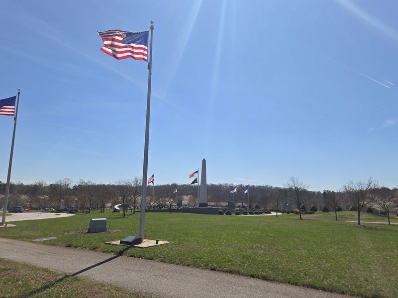 38 Star Flag and looking towards center obelisk at the Carolina Field of HonorMarker image. Click for full size.
