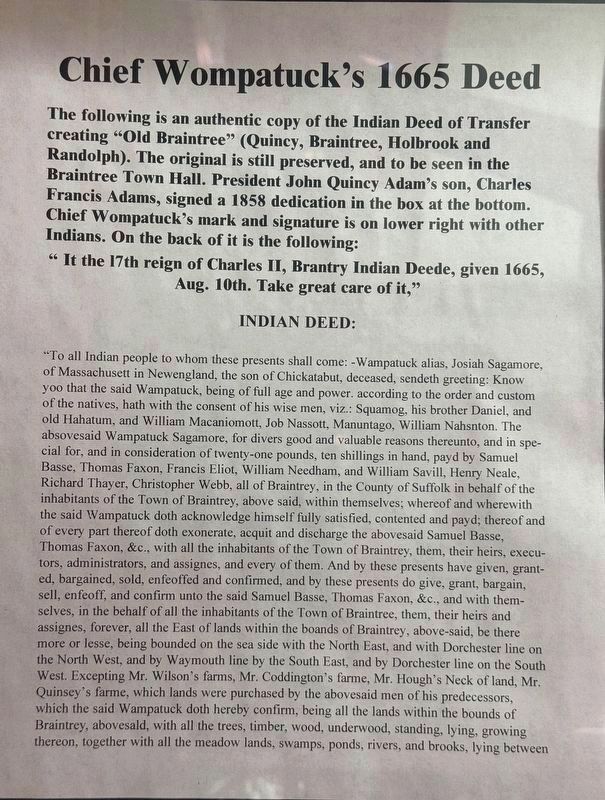 Deed of Old Braintree typed image. Click for full size.