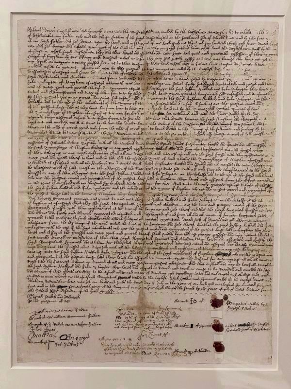 Deed of the township of Hingham image. Click for full size.