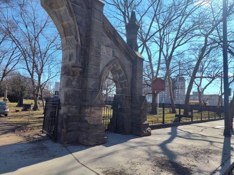 Erie Street Cemetery Marker. Click for full size. Erie Street Cemetery Marker image. Click for full size.