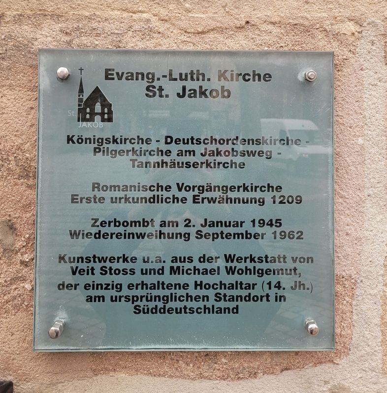 Evang.-Luth. Kirche St. Jakob / Evangelical Lutheran Church of St. James Marker. Click for full size. Evang.-Luth. Kirche St. Jakob / Evangelical Lutheran Church of St. James Marker image. Click for full size.