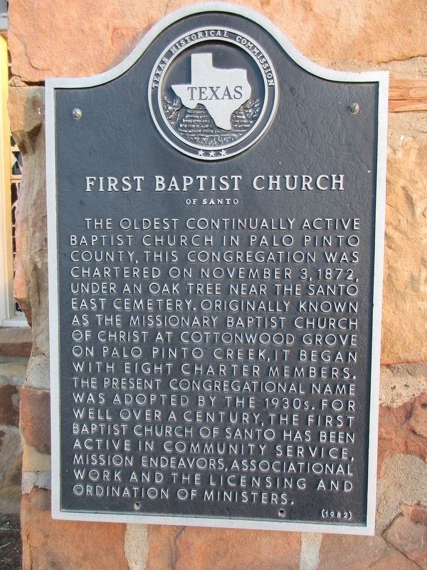 First Baptist Church of Santo Marker. Click for full size. First Baptist Church of Santo Marker image. Click for full size.