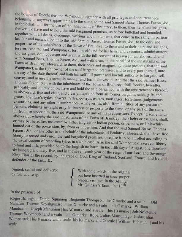Deed of Old Braintree typed, pg. 2 image. Click for full size.