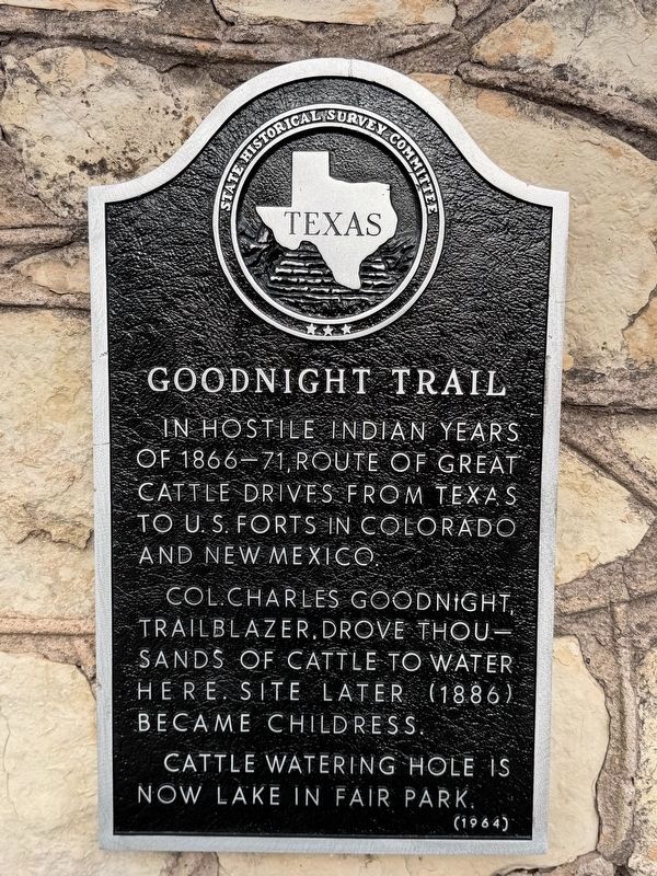 Goodnight Trail Marker. Click for full size. Goodnight Trail Marker image. Click for full size.