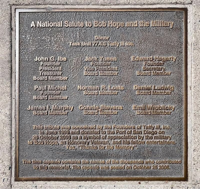 A National Salute to Bob Hope and the Military Marker. Click for full size. A National Salute to Bob Hope and the Military Marker image. Click for full size.