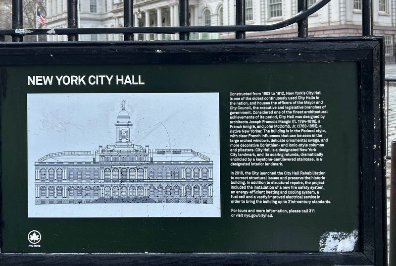 New York City Hall Marker image. Click for full size.