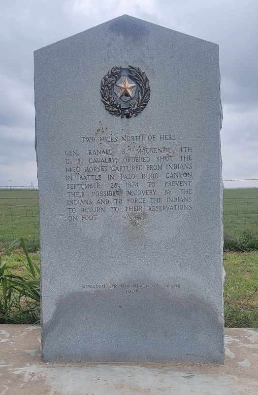 Palo Duro Canyon Marker with wreath added back. Click for full size. Palo Duro Canyon Marker with wreath added back image. Click for full size.