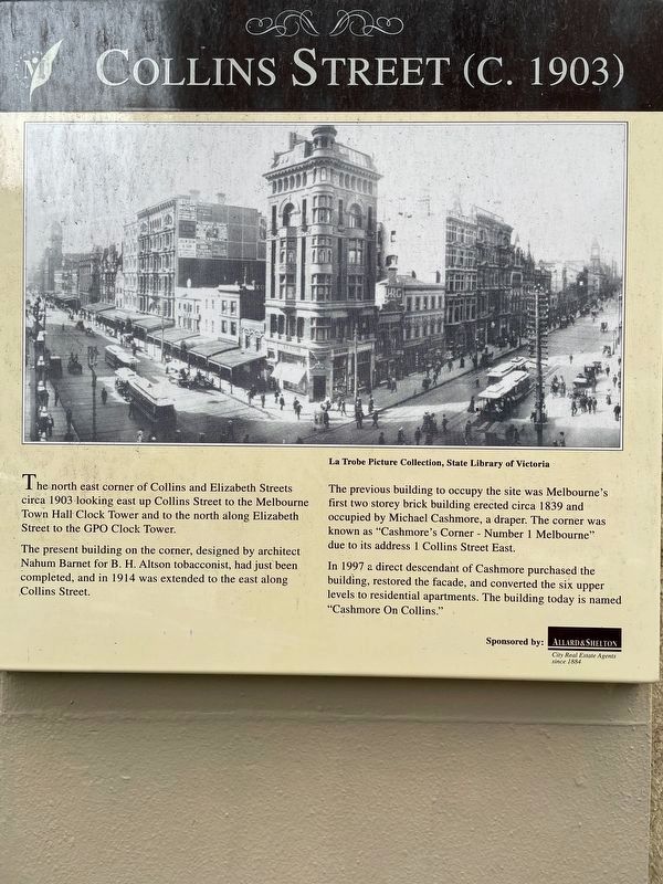 Collins Street (C. 1903) Marker. Click for full size. Collins Street (C. 1903) Marker image. Click for full size.
