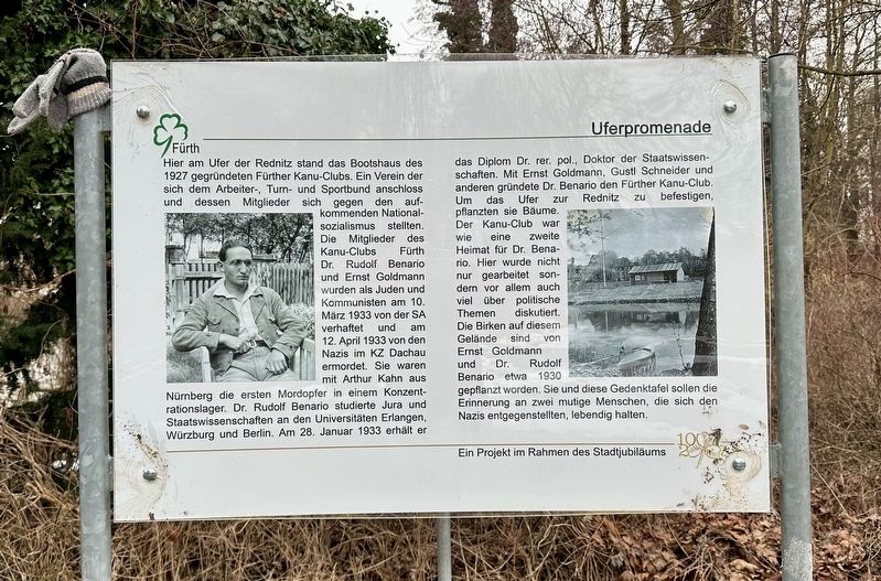 Dr. Rudolf Benario and Ernst Goldmann Marker. Click for full size. Dr. Rudolf Benario and Ernst Goldmann Marker image. Click for full size.