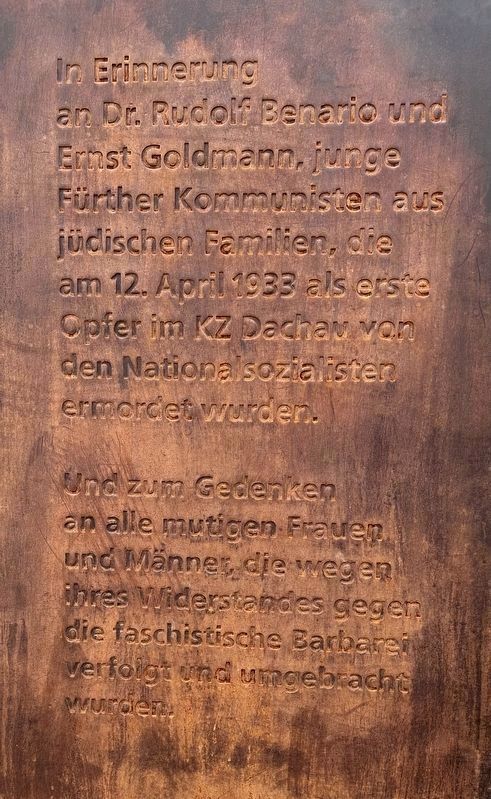 Benario-Goldmann Memorial Site - Panel 1. Click for full size. Benario-Goldmann Memorial Site - Panel 1 image. Click for full size.