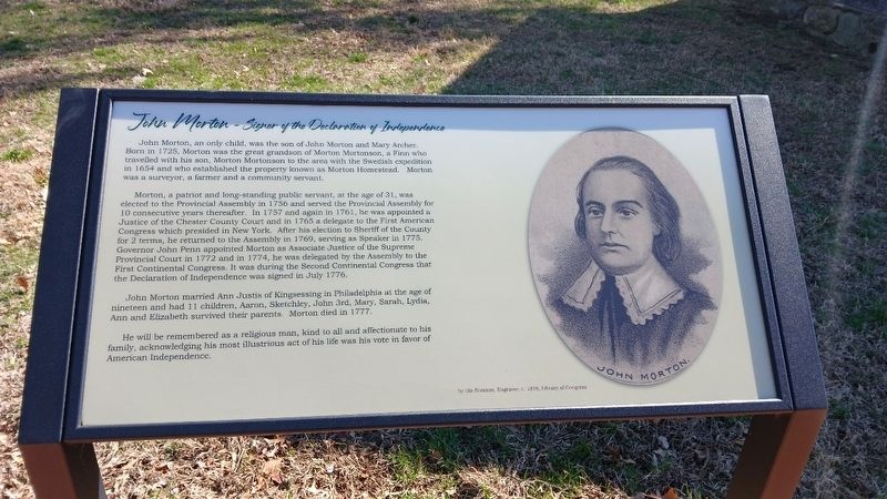 John Morton Signer of the Declaration of Independence Marker. Click for full size. John Morton Signer of the Declaration of Independence Marker image. Click for full size.