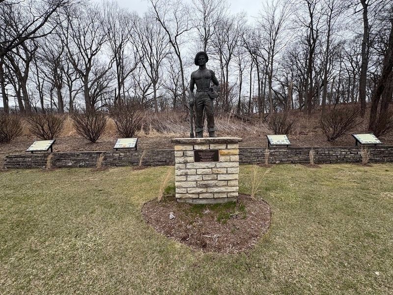 "The Worker" statue and four markers in honor of the Civilian Conservation Corps (2026 photo) image. Click for full size.