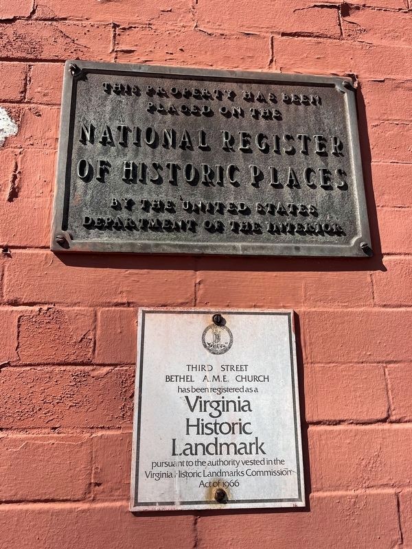National Register and Virginia Historic Landmarks plaques for the church. Click for full size. National Register and Virginia Historic Landmarks plaques for the church image. Click for full size.