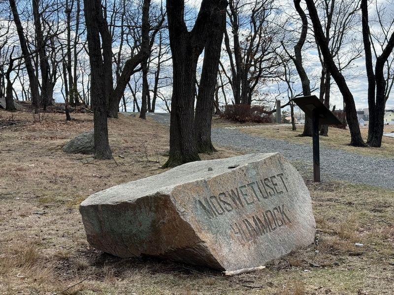 Moswetuset Hummock Boulder at entrance image. Click for full size.