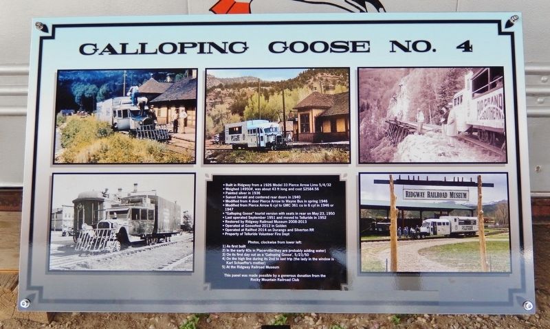 Galloping Goose No. 4 Marker. Click for full size. Galloping Goose No. 4 Marker image. Click for full size.