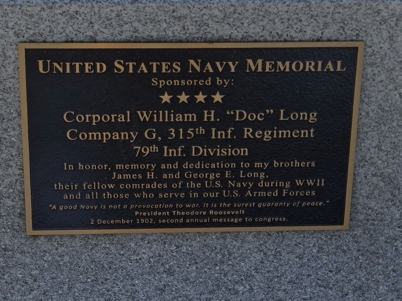 The United States Navy Memorial dedication plaque image. Click for full size.