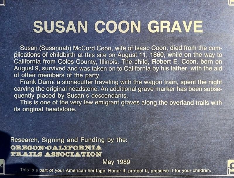 Susan Coon Grave Marker image. Click for full size.