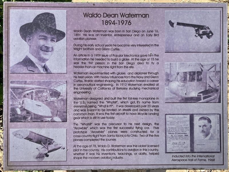 Waldo Dean Waterman Marker image. Click for full size.