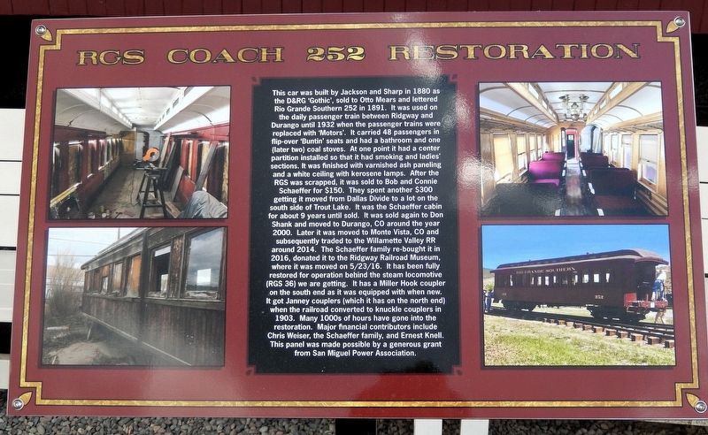 RGS Coach 252 Restoration Marker. Click for full size. RGS Coach 252 Restoration Marker image. Click for full size.