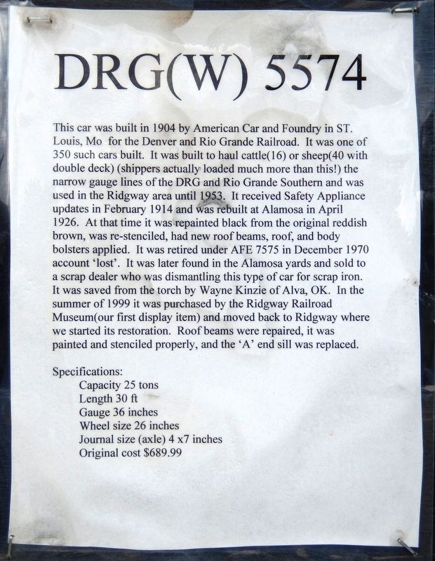 DRG(W) 5574 Marker. Click for full size. DRG(W) 5574 Marker image. Click for full size.