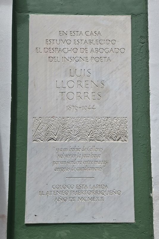 Luis Llorens Torres Marker. Click for full size. Luis Llorens Torres Marker image. Click for full size.