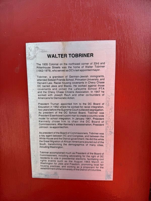Walter Tobriner Marker image. Click for full size.