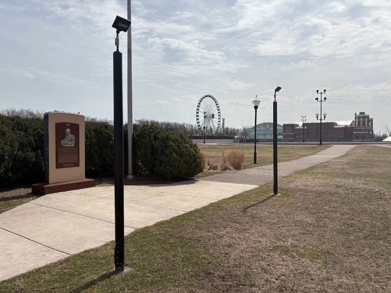 The memorial to Private Olive with Navy Pier in the background. Click for full size. The memorial to Private Olive with Navy Pier in the background image. Click for full size.