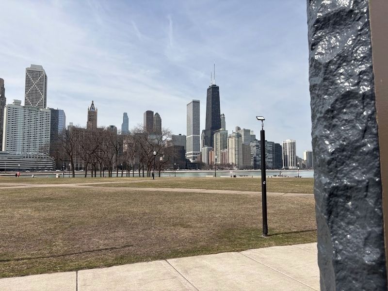 View of Olive Park and the Chicago skyline at the memorial's site. Click for full size. View of Olive Park and the Chicago skyline at the memorial's site image. Click for full size.