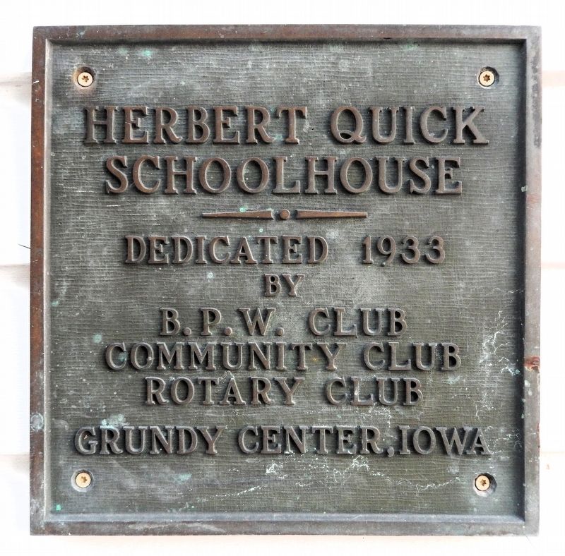 Herbert Quick Schoolhouse Marker. Click for full size. Herbert Quick Schoolhouse Marker image. Click for full size.