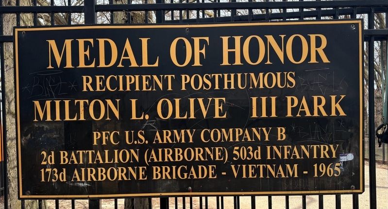 Milton L. Olive III Park Marker. Click for full size. Milton L. Olive III Park Marker image. Click for full size.
