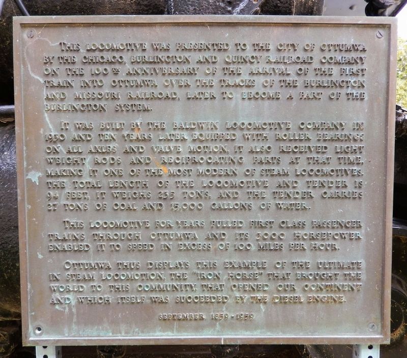 Chicago, Burlington & Quincy Locomotive 3001 Marker. Click for full size. Chicago, Burlington & Quincy Locomotive 3001 Marker image. Click for full size.