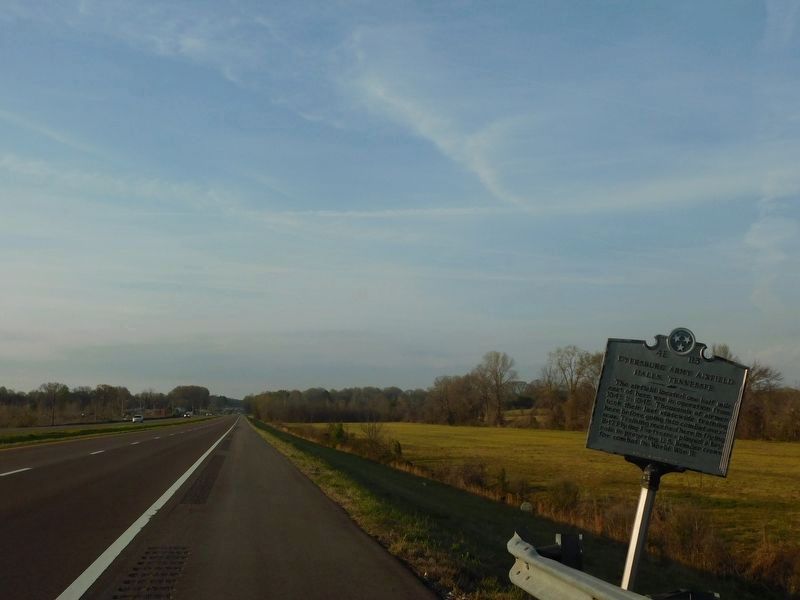 Dyersburg Army Airfield Marker Leaning. Click for full size. Dyersburg Army Airfield Marker Leaning image. Click for full size.