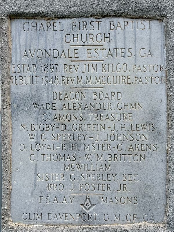 Chapel First Baptist Church Marker image. Click for full size.