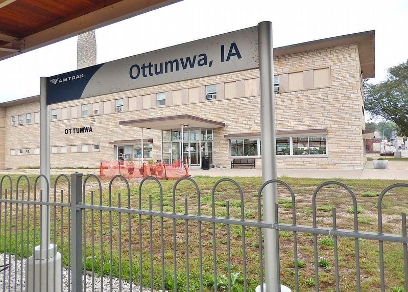Ottumwa Iowa AMTRAK Station Sign. Click for full size. Ottumwa Iowa AMTRAK Station Sign image. Click for full size.
