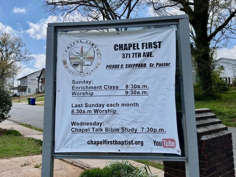 Chapel First Baptist Church, street sign in vinyl image. Click for full size.