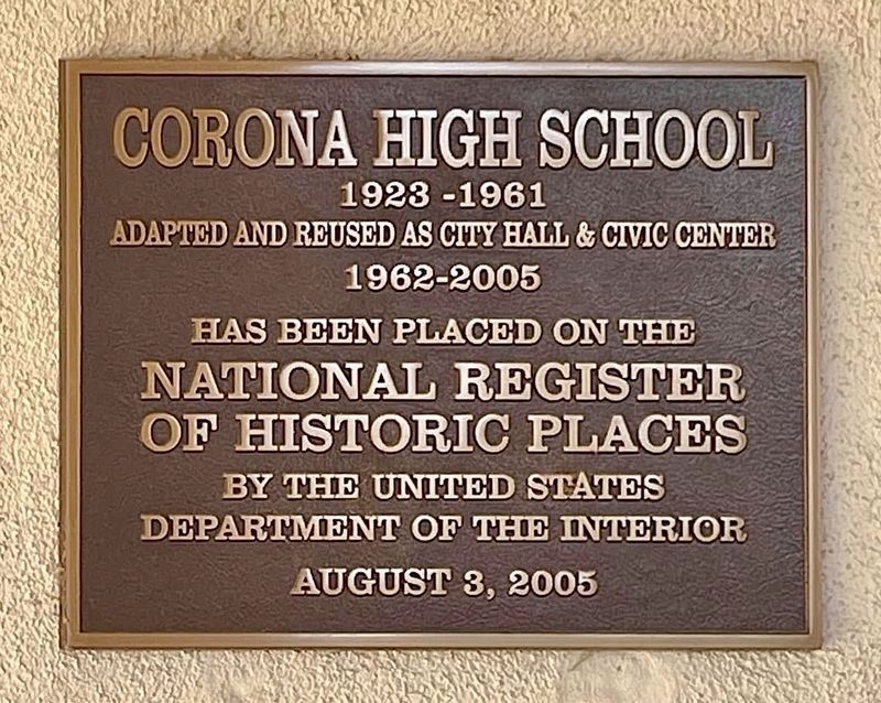Corona High School Marker image. Click for full size.