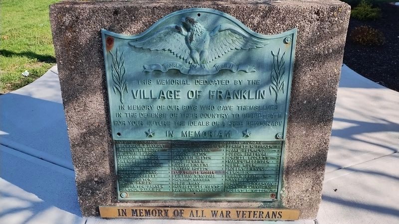Franklin World War II Honor Roll Marker. Click for full size. Franklin World War II Honor Roll Marker image. Click for full size.