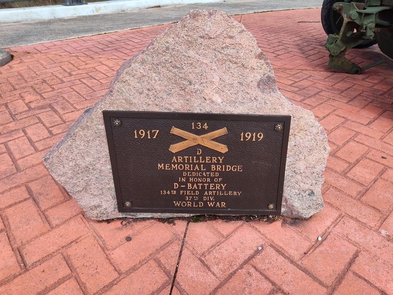 D-134 Artillery Memorial Bridge Marker. Click for full size. D-134 Artillery Memorial Bridge Marker image. Click for full size.